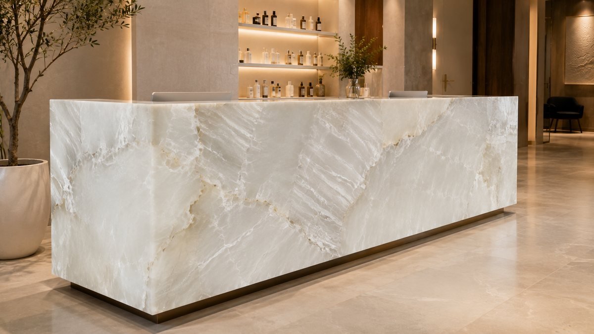 Onyx Artic White kitchen island application