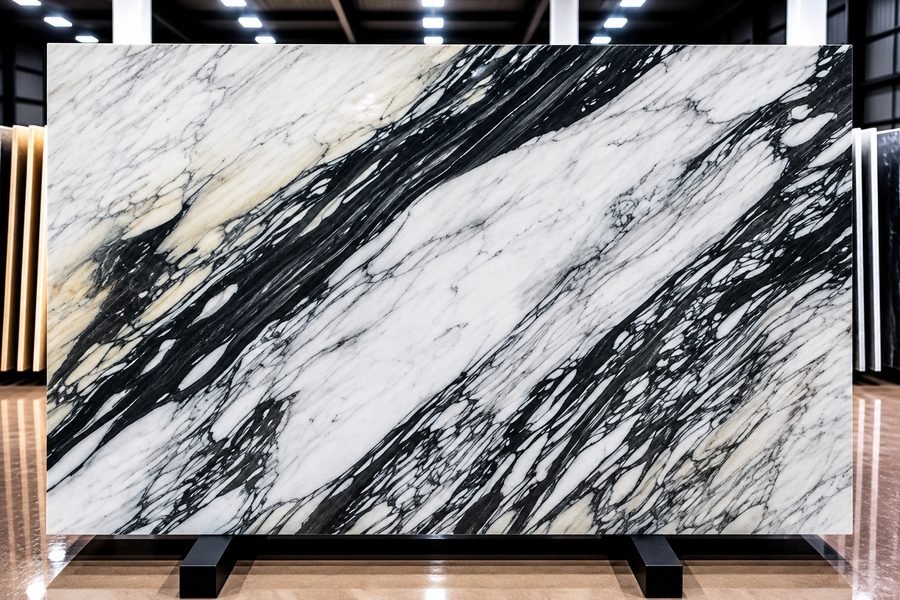 Calacatta Caldia Black Marble slab