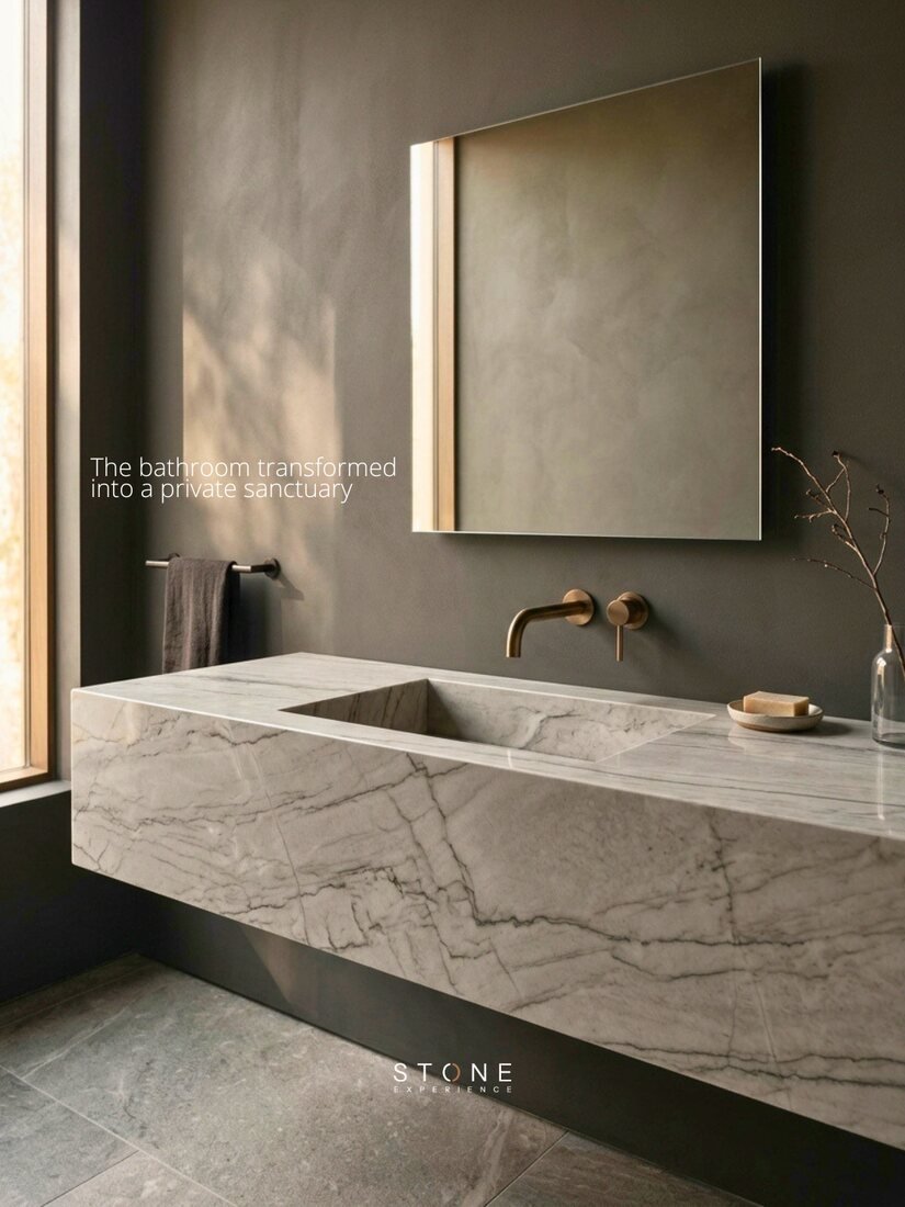 Stone Experience marble bathroom vanity, private sanctuary